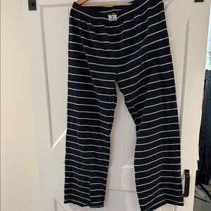 PARKE Navy and Yellow Striped Pants